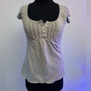 Eyeshadow Light Gray Button-Front Blouse